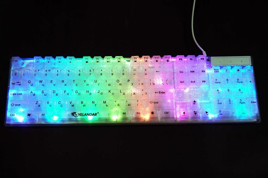 Провідна USB RGB мембранна клавіатура з підсвіткою Біла Yelandar AN-T20 Yelandar AN-T20 RGB USB фото