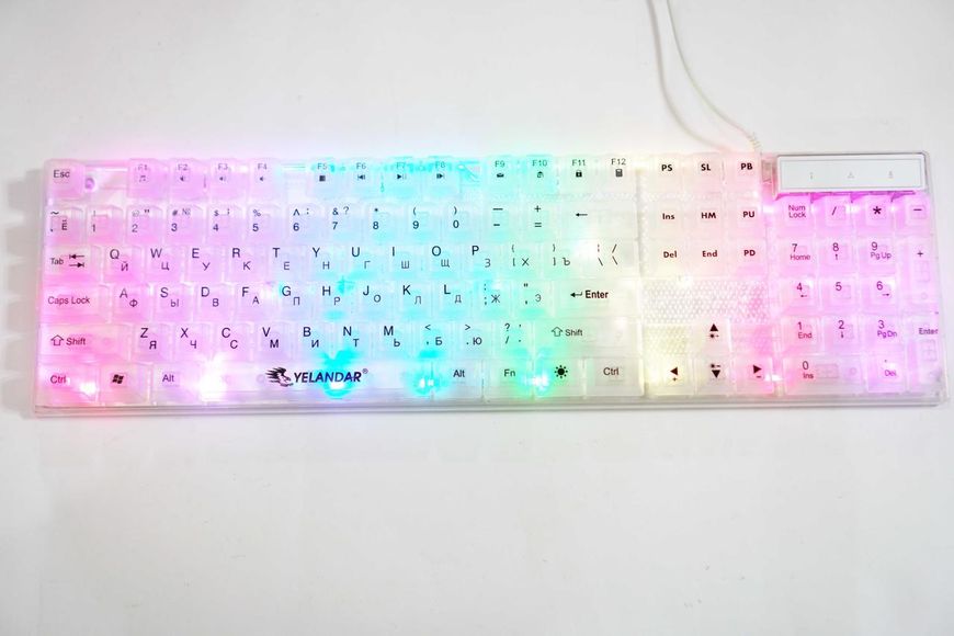 Провідна USB RGB мембранна клавіатура з підсвіткою Біла Yelandar AN-T20 Yelandar AN-T20 RGB USB фото