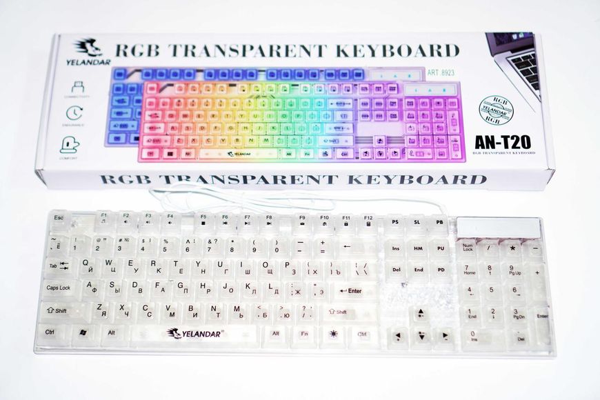 Проводная USB RGB мембранная клавиатура с подсветкой Белая Yelandar AN-T20 Yelandar AN-T20 RGB USB фото