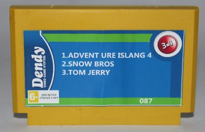 Картридж для Dendy 3в1 dventure Islang 4,Snow Bros,Tom jerry 87 фото
