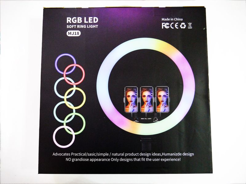 Кольцевая LED лампа RGB MJ18 45см 220V 3 крепления + пульт + чехол MJ18 фото