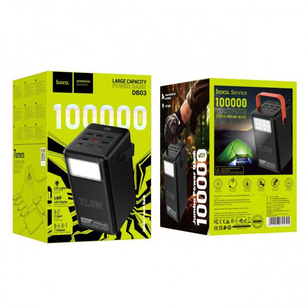 Power bank Павербанк 100000 mah с Led лампой Hoco DB03 Endure 22.5Вт 6942007625791 фото