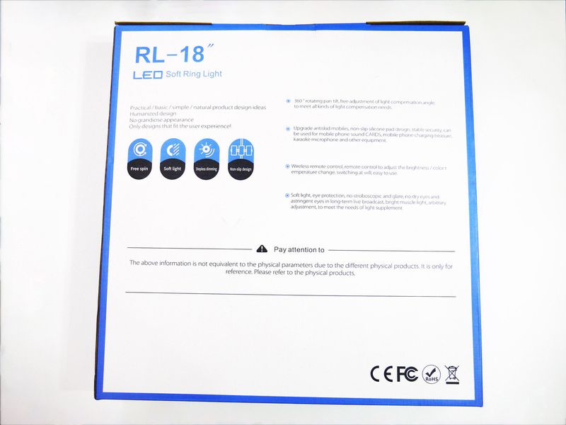 Кільцева LED лампа RL-18 45см 220V 3 кріплення + пульт + чохол RL-18 фото