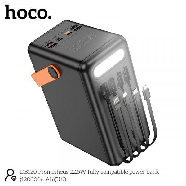 Мощный Power Bank 120000 mAh с Led фонарем Hoco DB120 Prometheus 22.5Вт 6942007633918 фото