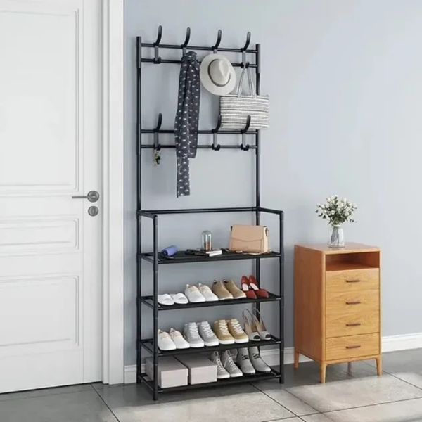 Металлическая напольная вешалка для одежды и обуви New simple floor clothes rack size New simple floor clothes rack size фото