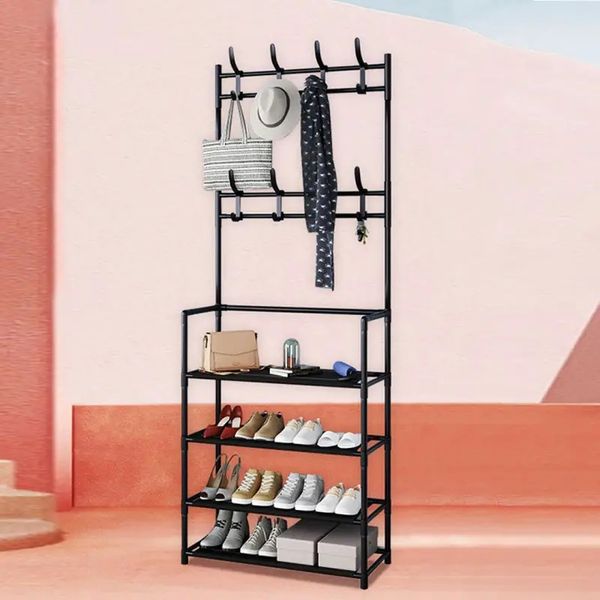 Металлическая напольная вешалка для одежды и обуви New simple floor clothes rack size New simple floor clothes rack size фото