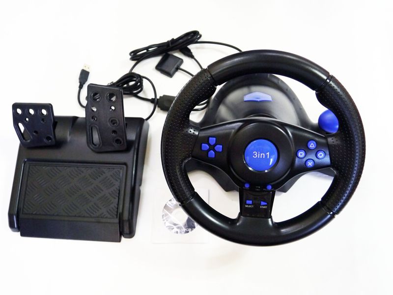 Руль с педалями для PS2 / PS3 / PC (Виброотклик) Vibration Steering wheel фото