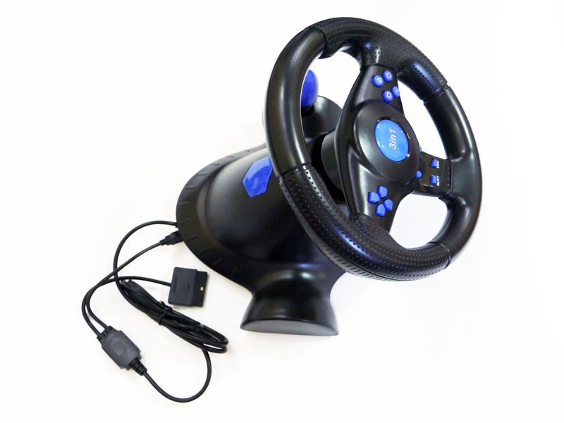 Кермо з педалями для PS2 / PS3 / PC (Вібрування) Vibration Steering wheel фото