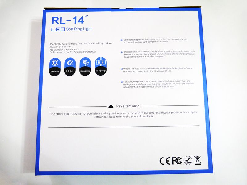 Кільцева LED лампа RL-14 36см 220V 3 кріплення + пульт + чохол RL-14 фото