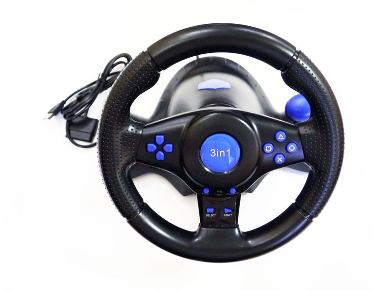 Кермо з педалями для PS2 / PS3 / PC (Вібрування) Vibration Steering wheel фото