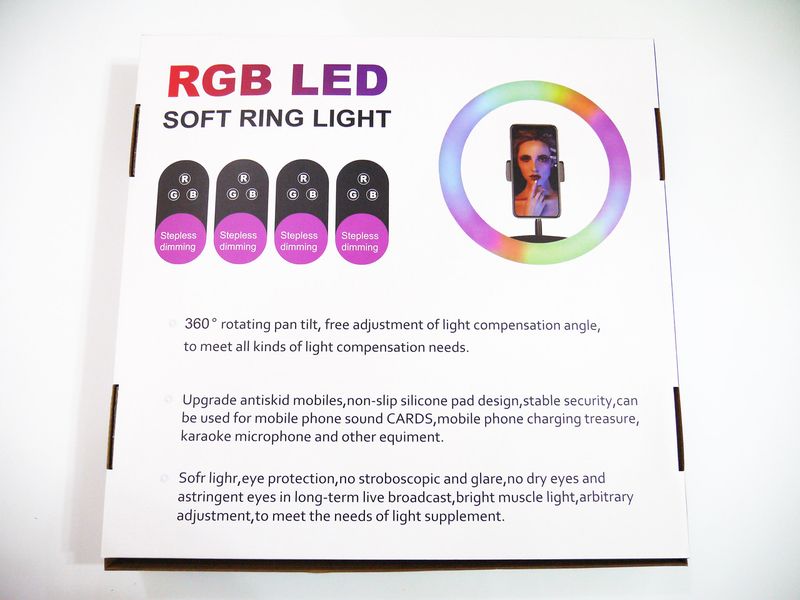 Кольцевая LED лампа RGB MJ38 38см 220V 1 крепления USB + пульт MJ38 фото