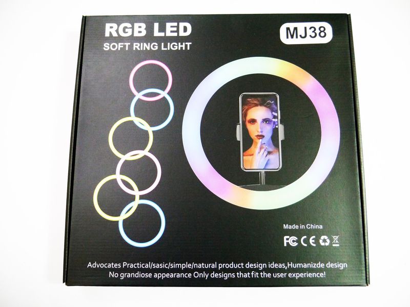 Кільцева LED лампа RGB MJ38 38см 220V 1 кріплення USB + пульт MJ38 фото